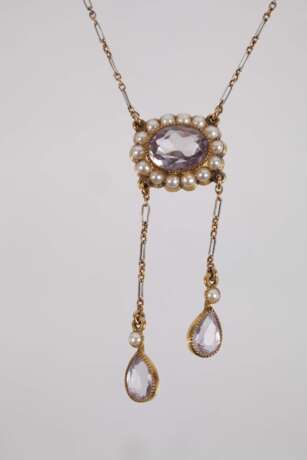 Collier mit Perlen und Amethysten - photo 2