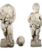 Verschiedene Antiquitäten. Paar lebensgroße Gartenfiguren