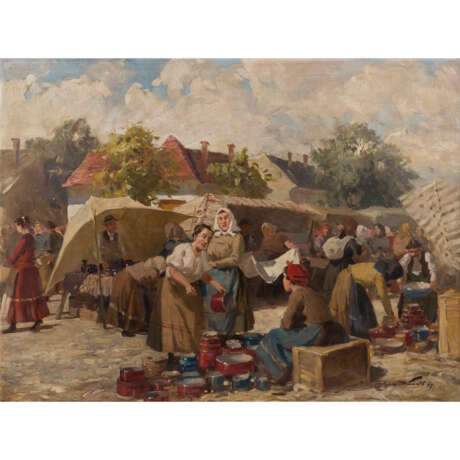 NEMETH, GYULA GYERTYANY (1892-1946, ungarischer Maler), "Auf dem Markt", - photo 1