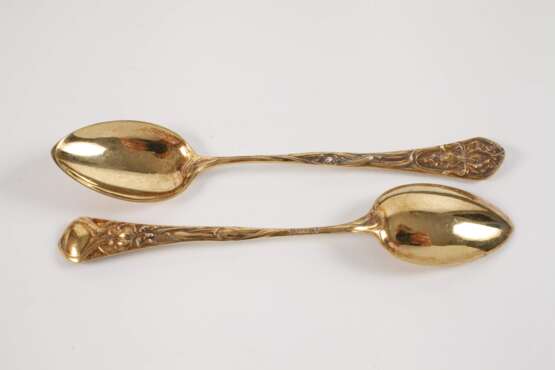 Silber zwölf Mokkalöffel Irisblütendekor - фото 2