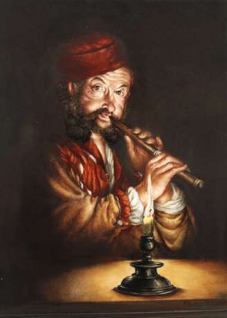 Bildplatte Flötenspieler bei Kerzenschein - Foto 1