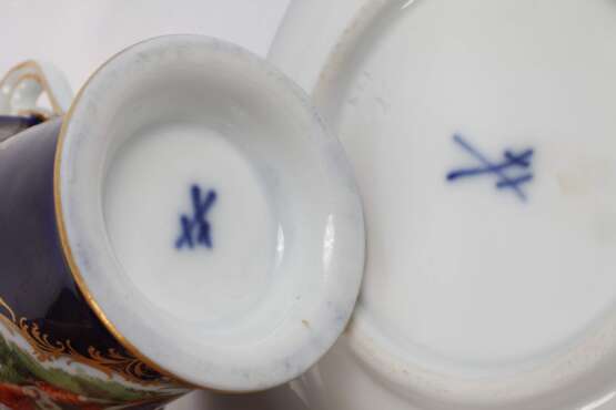 Meissen prunkvolle Mokkatasse Figurenmalerei - Foto 4