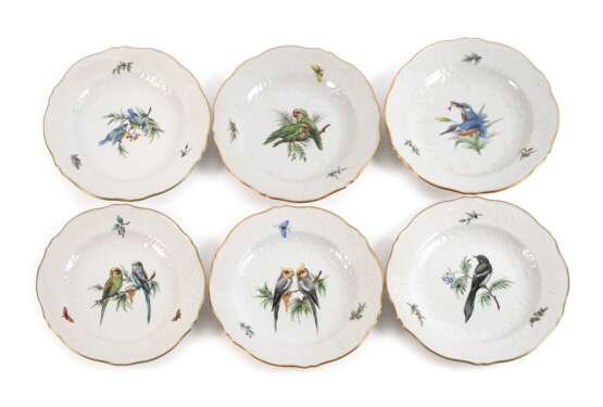 Meissen sechs Speiseteller Vogelmalerei - photo 1