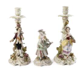 Volkstedt Leuchterpaar und Potschappel Gärtnerin