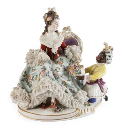 Volkstedt Rokokodame mit Diener - Foto 1 Volkstedt Rokokodame mit Diener - Foto 1