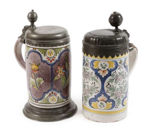 Zwei wuchtige Thüringer Fayencewalzenkrüge - photo 1 Zwei wuchtige Thüringer Fayencewalzenkrüge - photo 1