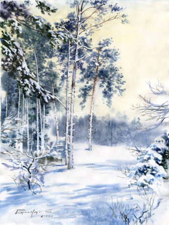 “Winter near Kiev” Paper Watercolor Realist Landscape painting 2018 - photo 1