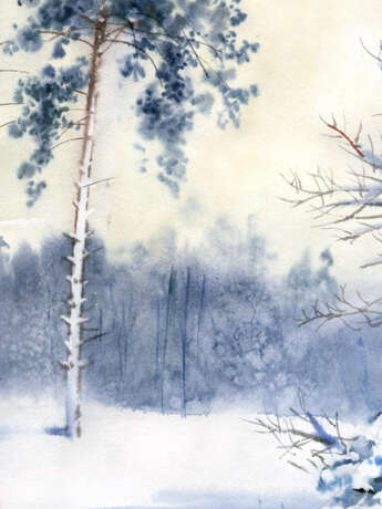 “Winter near Kiev” Paper Watercolor Realist Landscape painting 2018 - photo 4