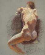 Акварели. Sitzender Männerakt