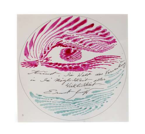 Ernst Fuchs, Tellerentwurf Vogel über dem Meer - photo 1