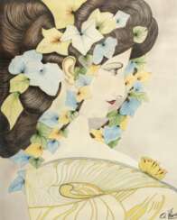 A. Kefer, Dame mit floralem Schmuck