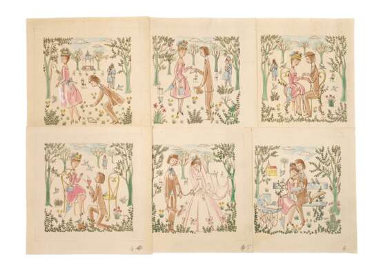 Raymond Peynet, Liebesglück – Serie von 6 Entwürfen - photo 1