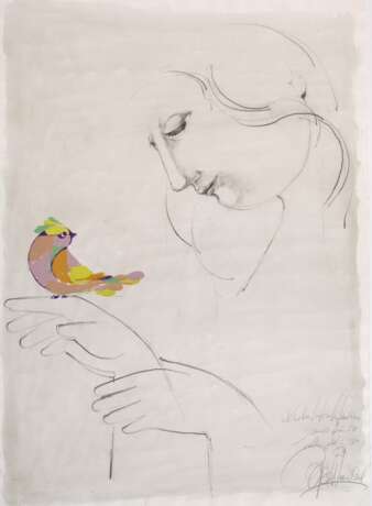 Björn Wiinblad, Junge Frau mit Vogel - photo 1 Björn Wiinblad, Junge Frau mit Vogel - photo 1