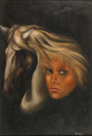 Manfred Leibl, Mädchenportrait mit Pferd - photo 1 Manfred Leibl, Mädchenportrait mit Pferd - photo 1