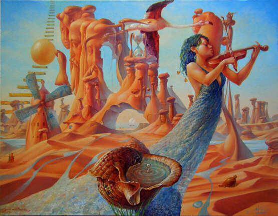 “DROP of TIME_SENDS of BABYLON” Canvas Oil paint Surrealism Mythological 2014 - photo 1