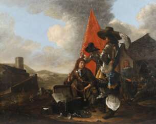 Begutachtung der Kriegsbeute im Soldatenlager