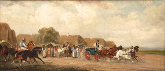 Ernö Lanyi, Ländliche Szene mit Kutsche - photo 1 Ernö Lanyi, Ländliche Szene mit Kutsche - photo 1