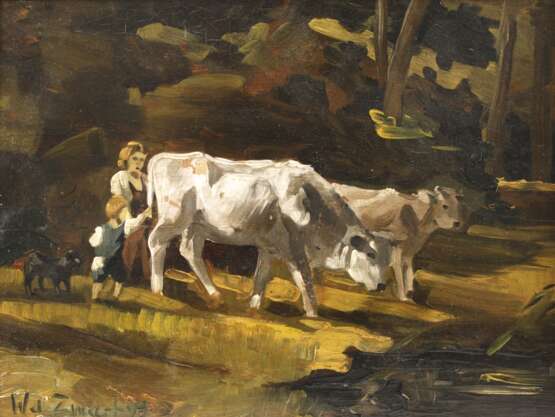 Willem de Zwart, attr., Bäuerin mit Kühen - photo 1 Willem de Zwart, attr., Bäuerin mit Kühen - photo 1