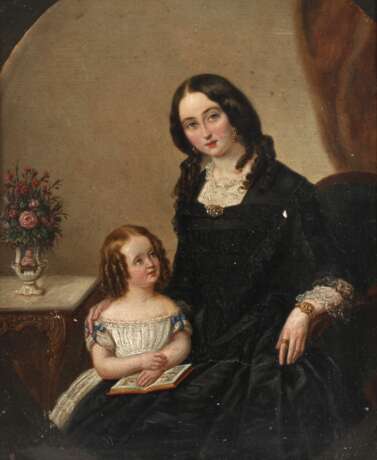 Biedermeierliches Portrait mit Frau und Kind - photo 1 Biedermeierliches Portrait mit Frau und Kind - photo 1