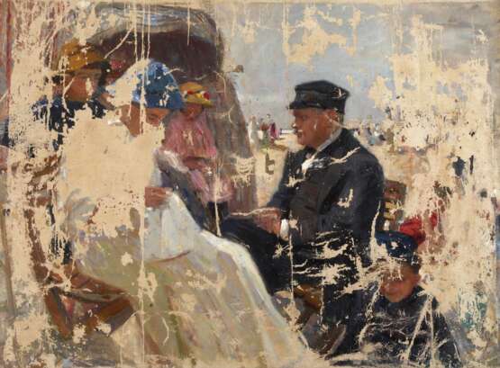 Gemäldefragment mit Strandszene - Foto 1 Gemäldefragment mit Strandszene - Foto 1