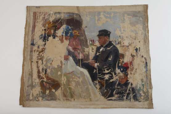 Gemäldefragment mit Strandszene - Foto 2 Gemäldefragment mit Strandszene - Foto 2