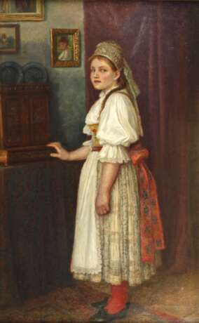 Josef Bárta, Mädchen mit Tracht im Interieur - Foto 1