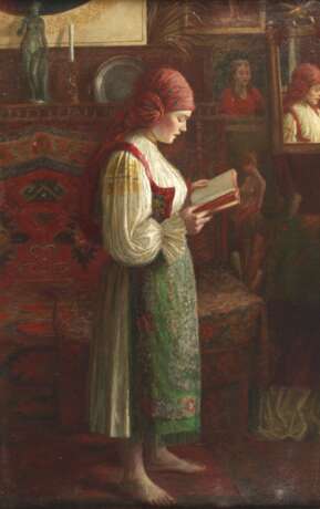 Josef Bárta, attr., Mädchen mit Buch - Foto 1