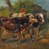 Gustav Prucha, Hirtin mit Kühen - photo 1