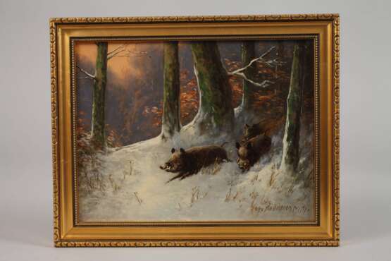 Otto Scheuerer, Wildschweine im Winterwald - Foto 2 Otto Scheuerer, Wildschweine im Winterwald - Foto 2