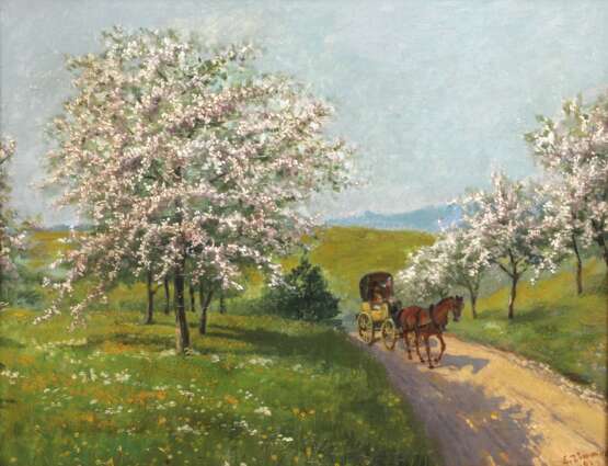 Ernst Zimmer, attr., Postkutsche auf der Landstraße - photo 1 Ernst Zimmer, attr., Postkutsche auf der Landstraße - photo 1