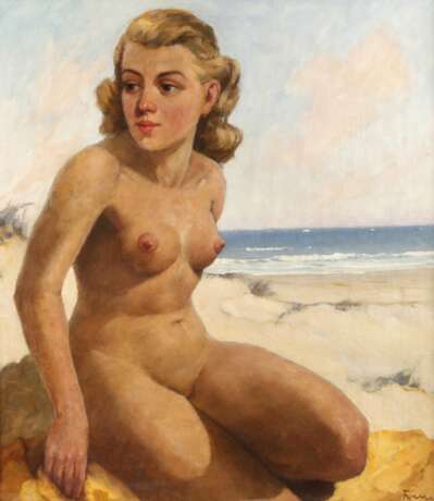 Mädchenakt am Meeresstrand - photo 1