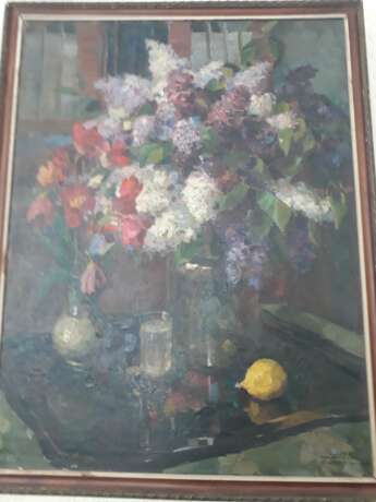 “Still life with flowers” Canvas Oil paint Realist Still life 1964 - photo 1
