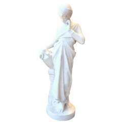 Young woman with jug, Carrara marble, signed Bonnal, early 20th century