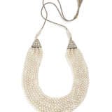 INDIAN REVERSIBLE NATURAL PEARL, SEED PEARL, DIAMOND AND ENAMEL NECKLACE - photo 1
