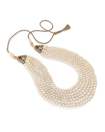 INDIAN REVERSIBLE NATURAL PEARL, SEED PEARL, DIAMOND AND ENAMEL NECKLACE - Foto 3 INDIAN REVERSIBLE NATURAL PEARL, SEED PEARL, DIAMOND AND ENAMEL NECKLACE - Foto 3