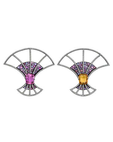 JAR COLOURED SAPPHIRE AND DIAMOND EARRINGS - Foto 1 JAR COLOURED SAPPHIRE AND DIAMOND EARRINGS - Foto 1