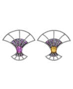 Sapphire. JAR COLOURED SAPPHIRE AND DIAMOND EARRINGS Sapphire. JAR COLOURED SAPPHIRE AND DIAMOND EARRINGS