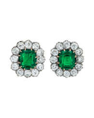LATE 19TH CENTURY EMERALD AND DIAMOND EARRINGS