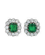 Émeraudes. LATE 19TH CENTURY EMERALD AND DIAMOND EARRINGS
