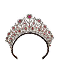 FINE LATE 19TH CENTURY RUBY AND DIAMOND TIARA/NECKLACE
