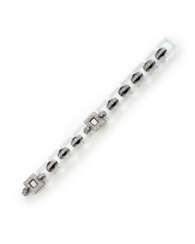 CARTIER ART DECO ROCK CRYSTAL, ENAMEL AND DIAMOND BRACELET