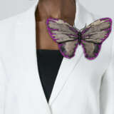JAR PETRIFIED WOOD, COLOURED SAPPHIRE AND SPINEL `PAPILLON DE NUIT` BROOCH - photo 3