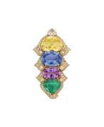 Émeraudes. BULGARI MULTI-GEM CLIP-BROOCH