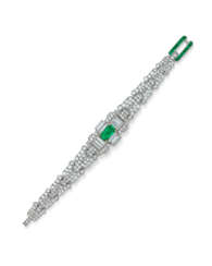 CARTIER ART DECO EMERALD AND DIAMOND BRACELET