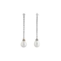 EARLY 20TH CENTURY NATURAL PEARL AND DIAMOND EARRINGS