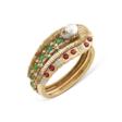 CARTIER MID-20TH CENTURY PEARL, RUBY, EMERALD AND DIAMOND BANGLE - Maintenant aux enchères