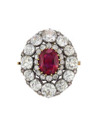 LATE 19TH CENTURY RUBY AND DIAMOND PENDANT/BROOCH