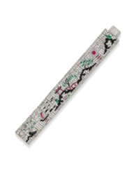 EXCEPTIONAL LACLOCHE FR&#200;RES ART DECO RUBY, EMERALD, ONYX AND DIAMOND BRACELET