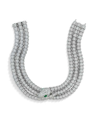 BULGARI DIAMOND AND EMERALD `SERPENTI TUBOLARE` NECKLACE - photo 1