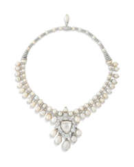 BHAGAT NATURAL PEARL AND DIAMOND NECKLACE
